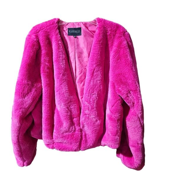 Eloquii Jackets & Blazers - ELOQUII Fuchsia Pink Barbiecore Faux Fur Cropped Jacket - Size 22/24